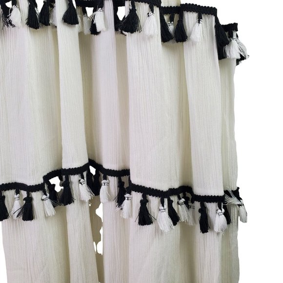 INA [i:na] Black and White Spanish Tassel Maxi Dress w/ Butterfly Cap Sleeve, S - Picture 10 of 12